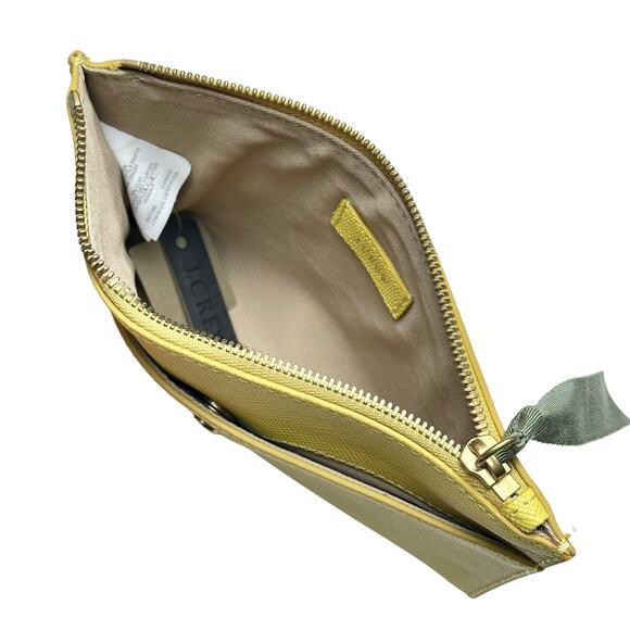 J. Crew | Women | Butter Yellow Pebbled Leather Party Pocket Clutch Purse | OS - Picture 8 of 10